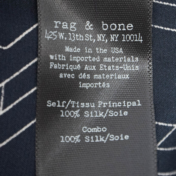 Rag & Bone Hill Navy Blue 100% Silk Geometric Print Sleeveless Top Size Large - Picture 6 of 8